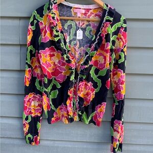 Lilly Pulitzer Multicolor Floral Ruffle Top